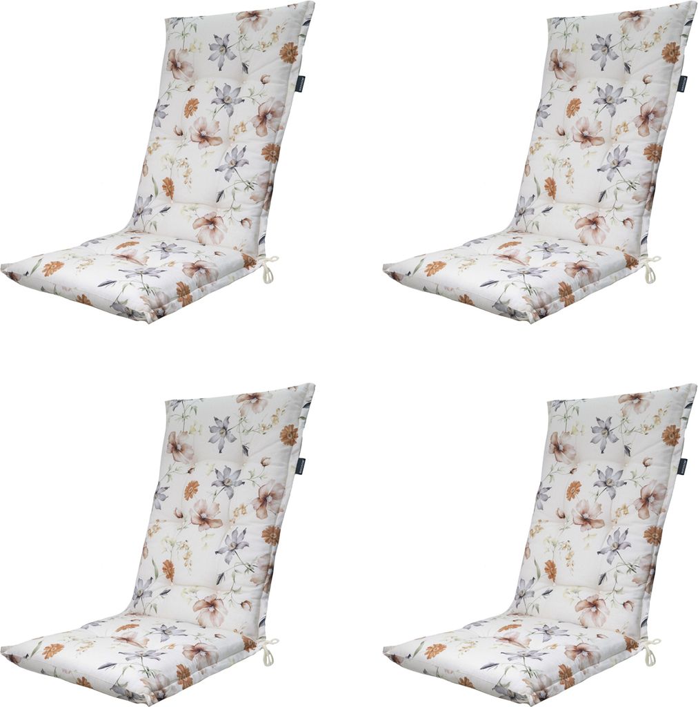 Madison - Gartenstuhlauflage High Back Florina natur - ca. 123x50 cm - 4er-Set