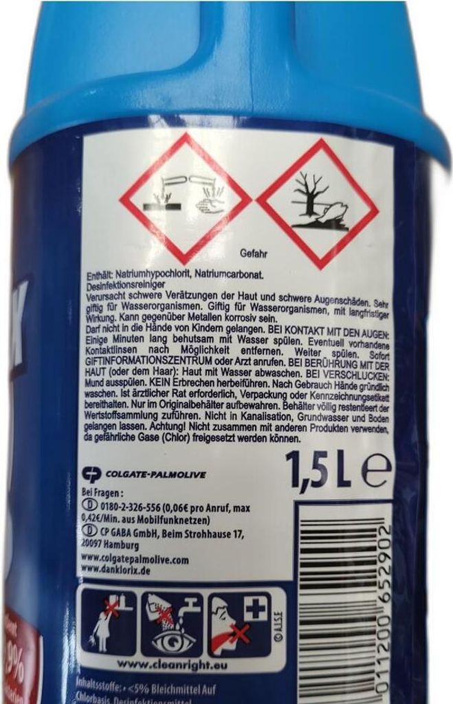 DanKlorix Hygiene-Reiniger Original, 1,5 Liter Produktbild 5