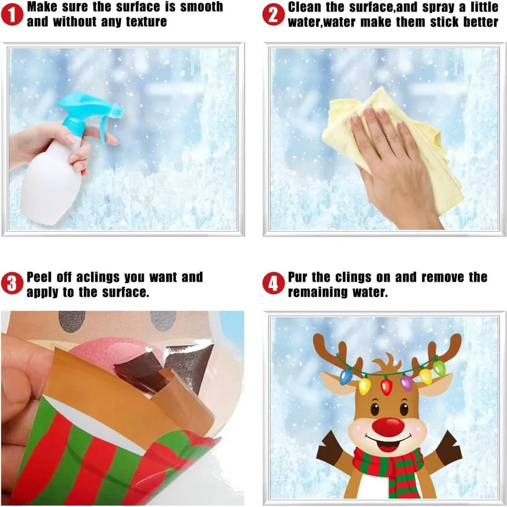 Sticker Noël Vitre sans Colle Réutilisable - Déco Propre 256 Pcs - 5