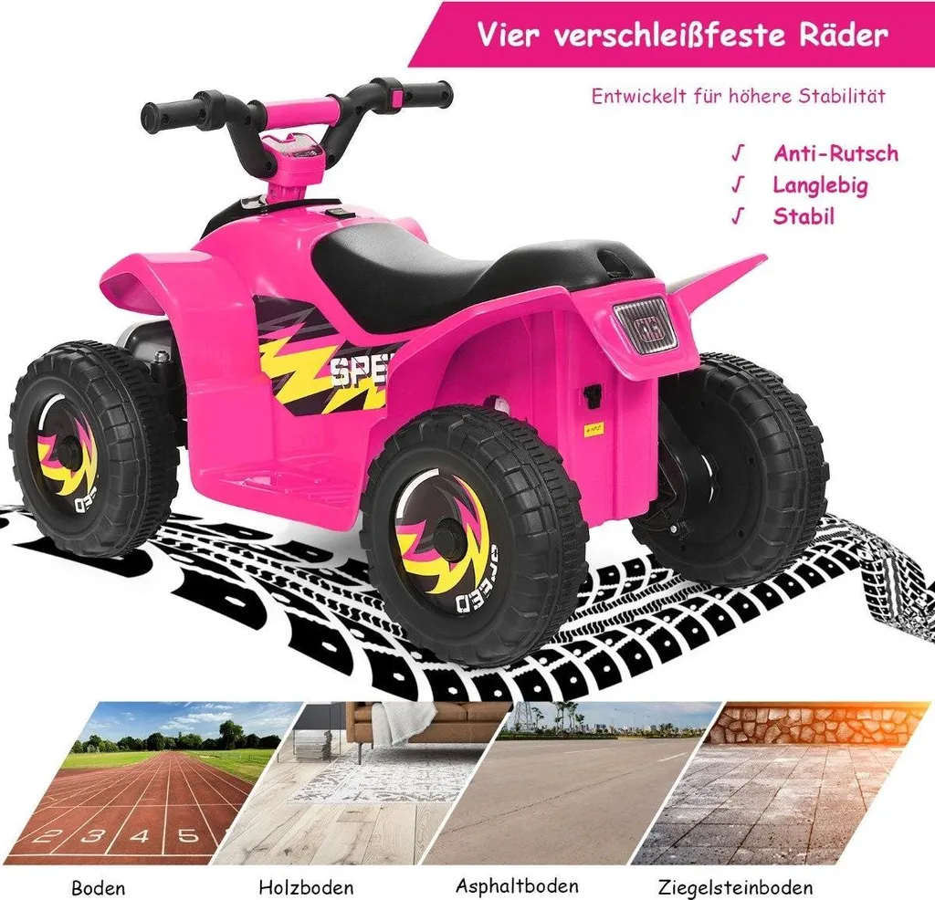 Quad Électrique Enfant Sécurisé 6V Rose - Évitez les Chutes et Glisses