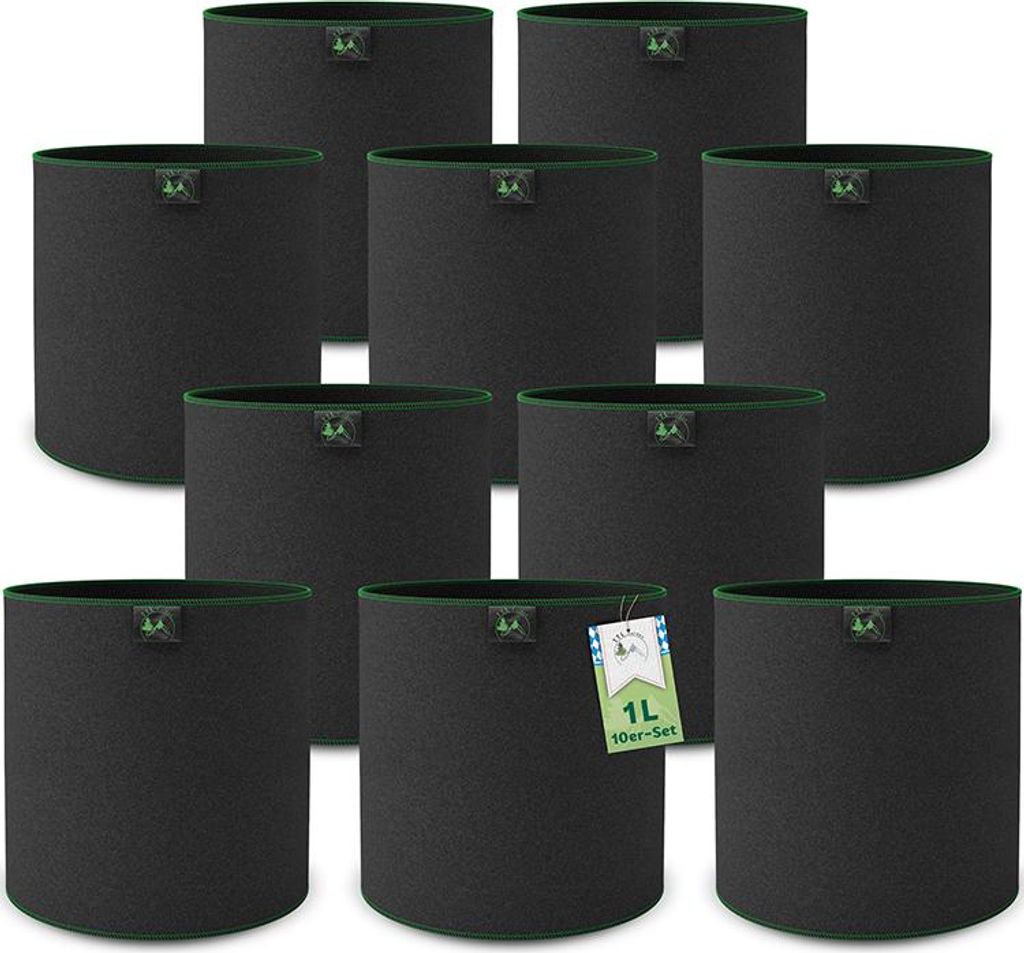 TTL GARDEN Pflanzsack 1L – 10er Set Stofftöpfe aus Filz & Vliesstoff