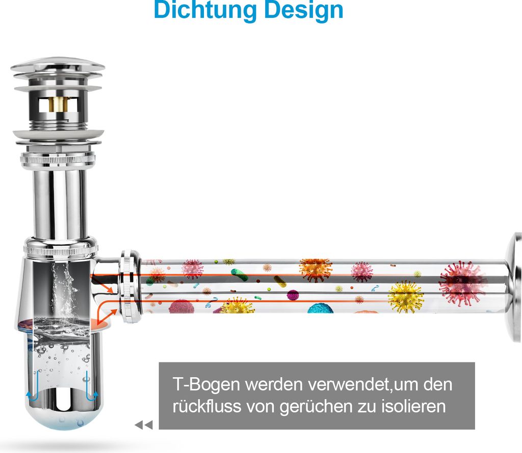 Heilmetz Universal Siphon Waschbecken und Ablaufventil Produktbild 5
