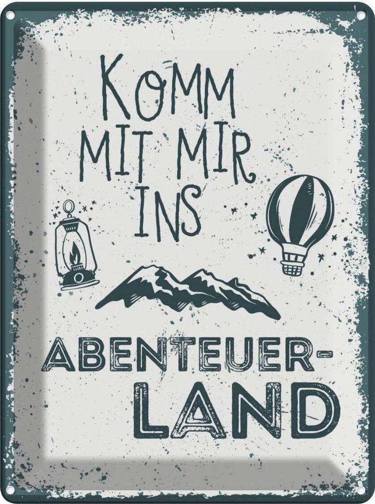 vianmo Blechschild 40x30 cm Komm mit mir ins Abenteuerland Abenteuer Reisen