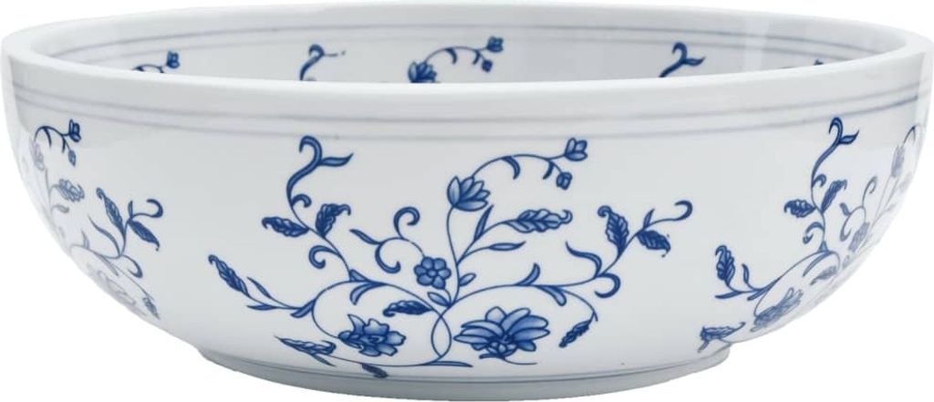 vidaXL Umywalka nablatowa biało-niebieska okrągła Ø41x14 cm Zdjęcie produktu 