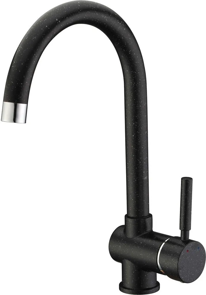 Miscelatore verticale di design per lavello con bocca a U in granito nero
