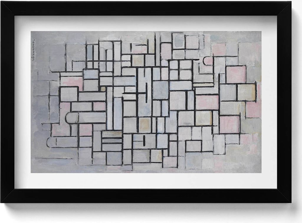 Moderne Kunst - geomorphologische Skizze– Wandbild mit Rahmen – Gerahmtes Bild – Wanddekoration – 30x20 cm – Schwarz Rahmen