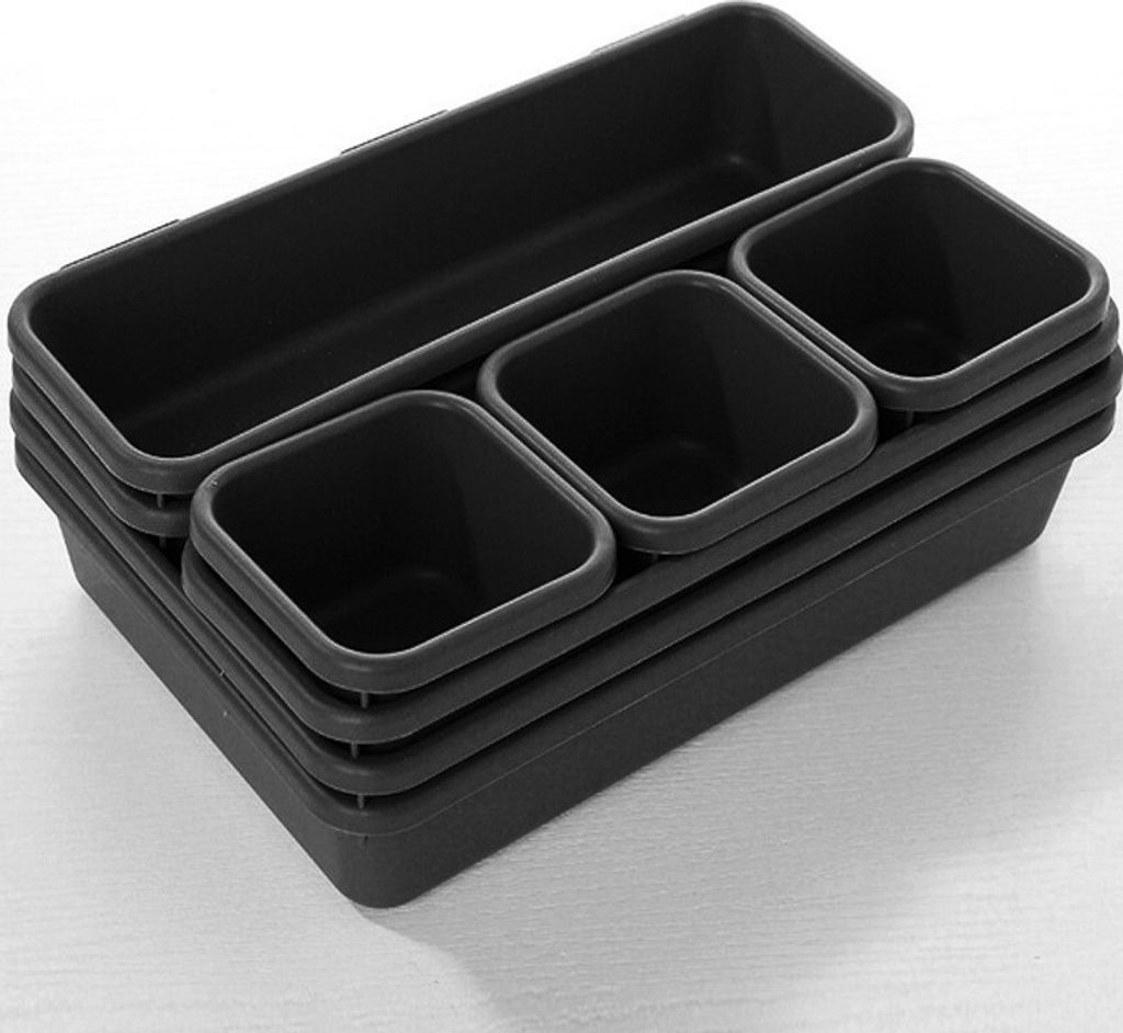 INF 8-teiliges Schubladen-Organizer-Set Schwarz