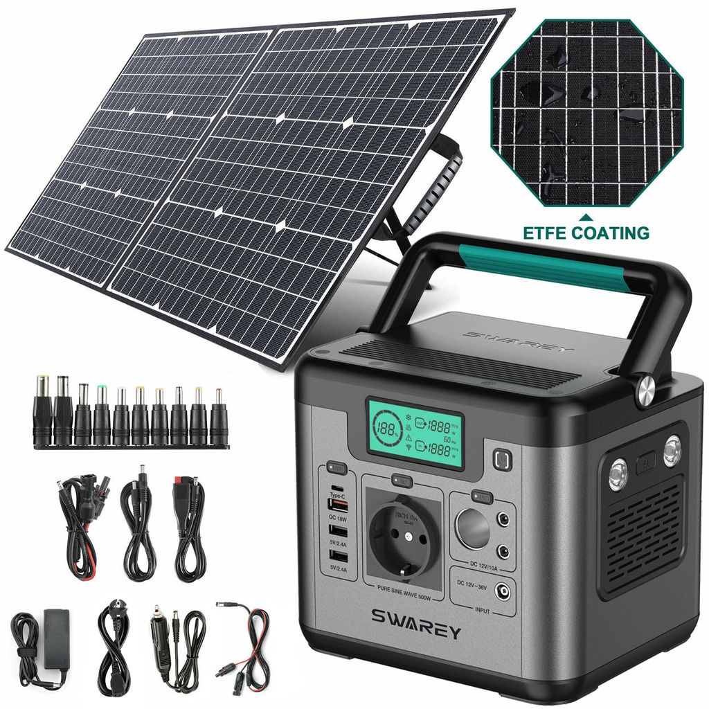 Solargenerator Stromerzeuger System USB Taschenlampe Camping Lampe 