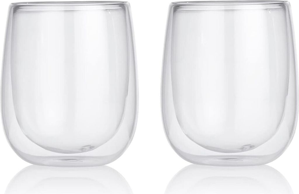 GOURMETmaxx Cappuccino-Gläser 2er Set 250ml Doppelwandige Thermo Gläser Latte Macchiato Kaffee Tee Cocktail Glas Thermoglas Becher Kaffeegläser