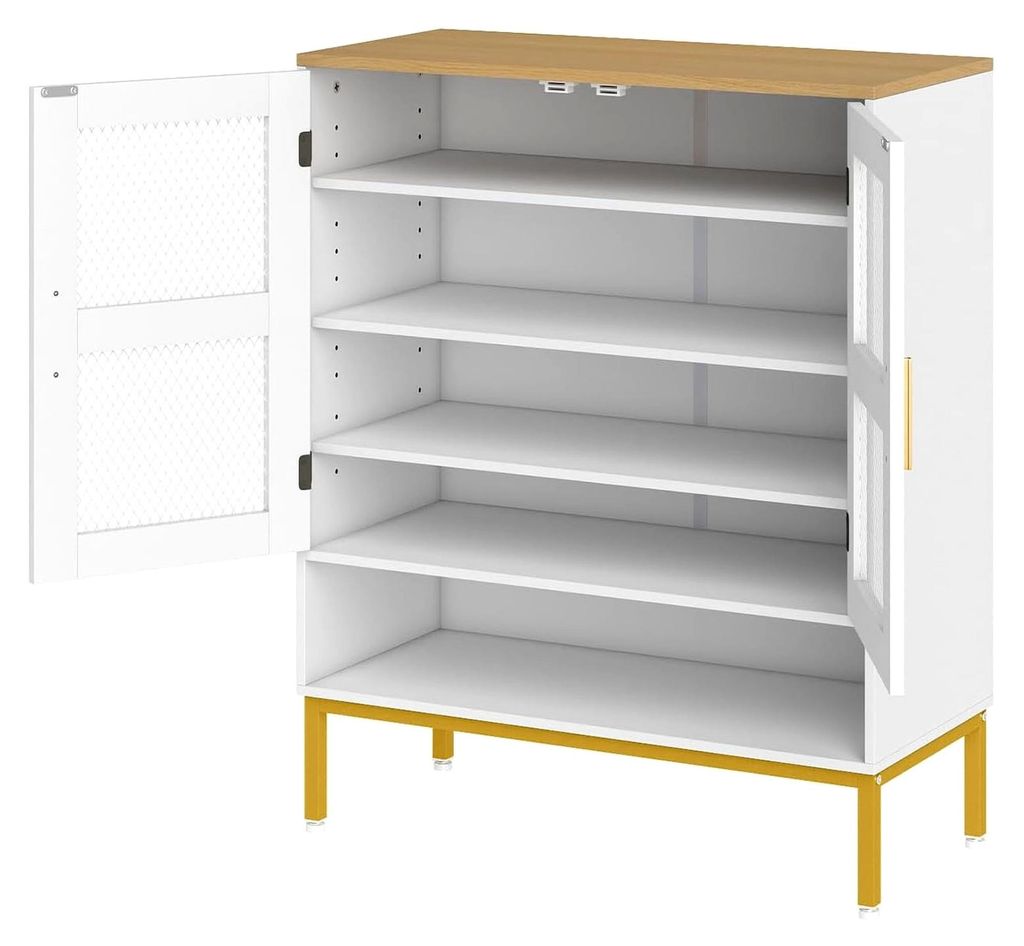 Schuhschrank mit 5 Ebenen, Schuhregal mit verstellbaren Ablagen, freistehende Schuhablage mit Lüftung, Schuhkommode für Eingangsbereich & Flur (W...