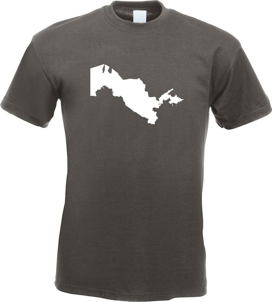 Kiwistar - T-Shirt - Graphit - Usbekistan Umriss Kontur Herren Funshirt Bedruckt Design Sprüche Spruch Motive - mit Motiv Bedruckt - Funshirt Desi...