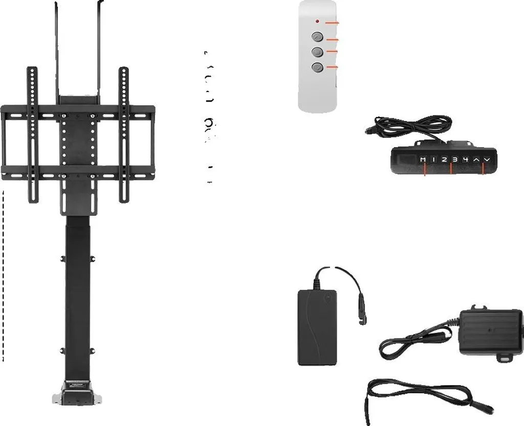 Support TV mural motorisé vertical en acier noir robuste 132lbs TV-500