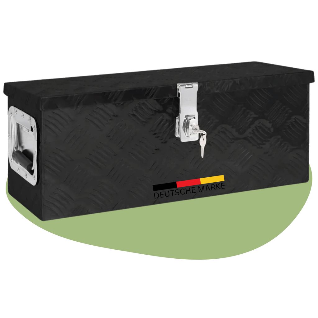 DELUKE Aluminiumbox mit Deckel - Abschließbar | Alubox Deichselbox Alu Anhängerbox Werkzeugkiste Metall Transportbox Metallkiste, 60x23,5x23cm ...