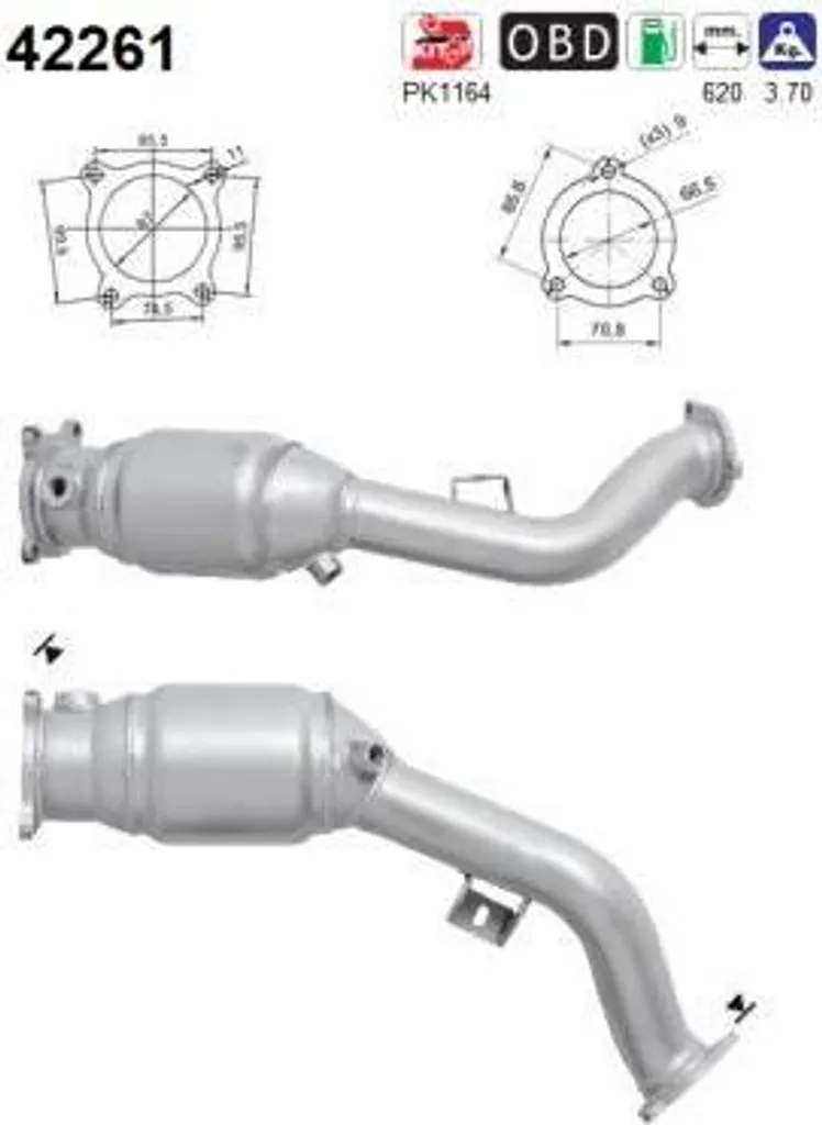 Catalyseur Haute Résistance AS 42261 - Audi A5 8F et Q5 - OE 8K0254250RX