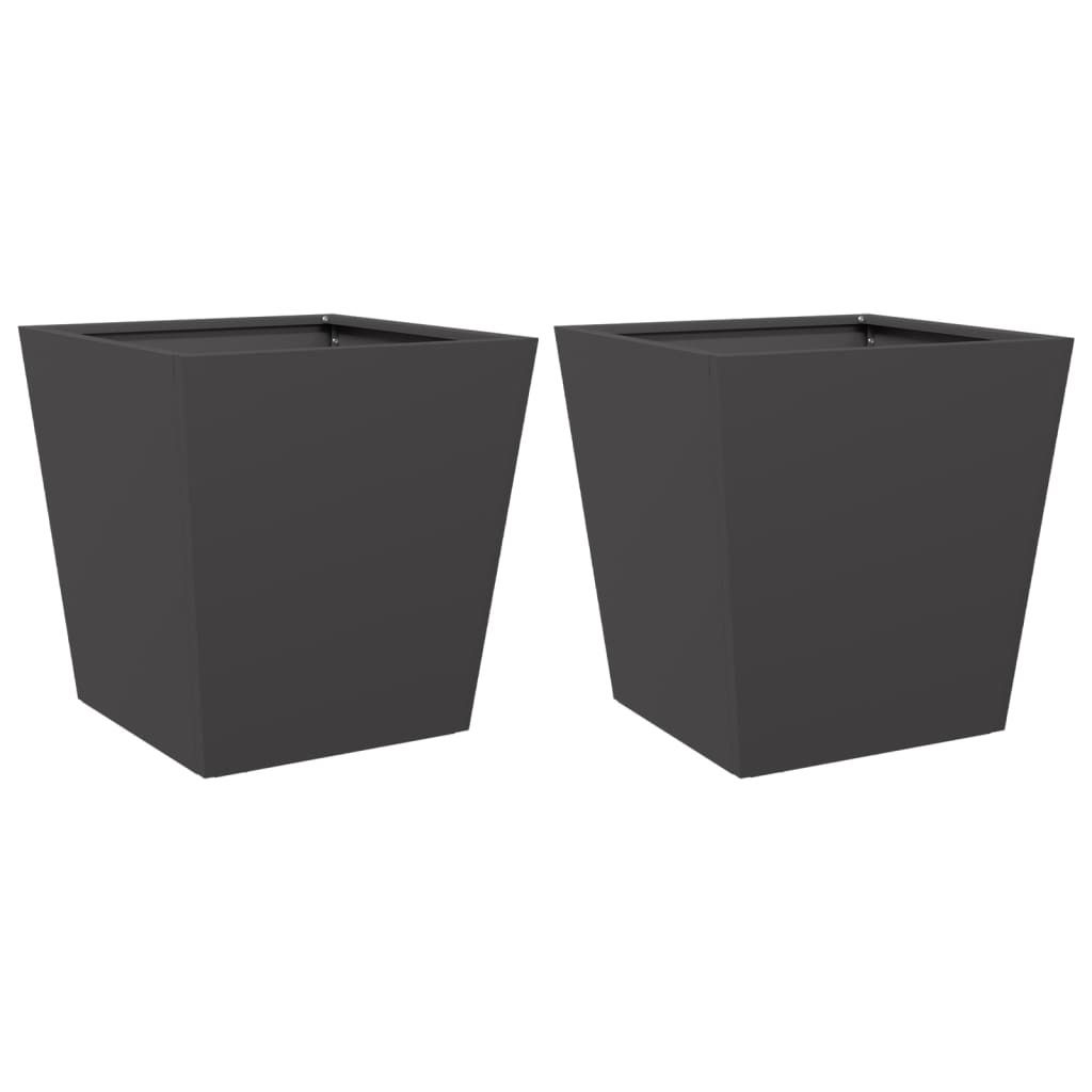 vidaXL Pflanzkübel 2 Stk. Schwarz 40x40x40 cm Stahl Produktbild 