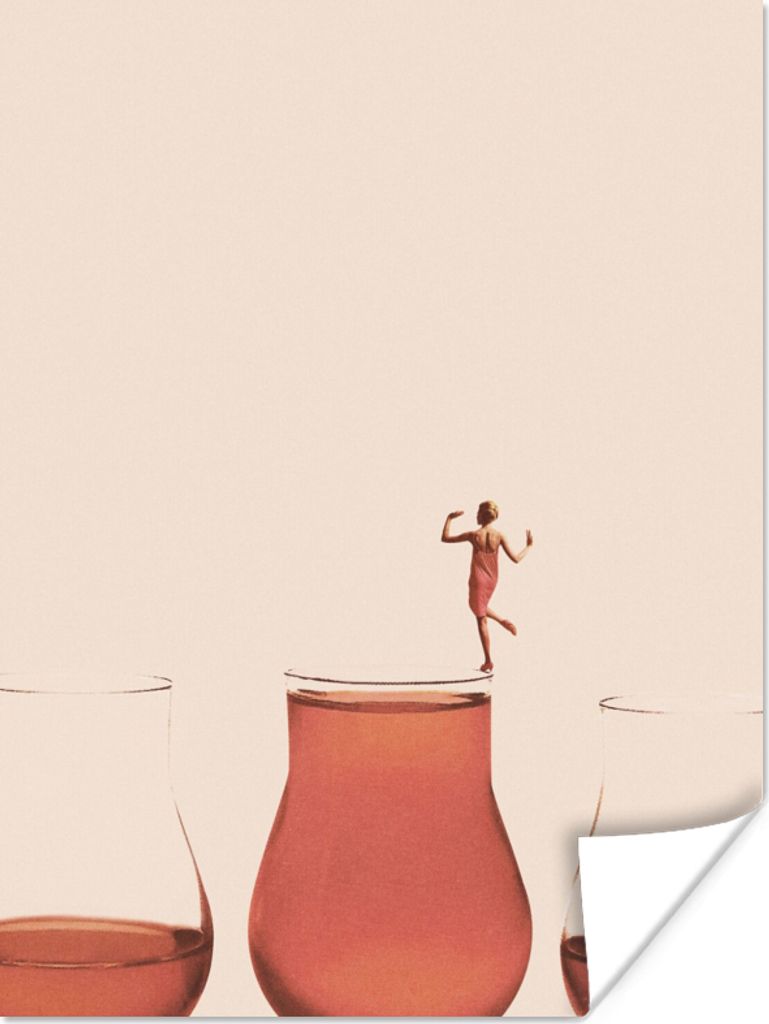 MuchoWow Poster Frau - Wein - Jahrgang 30x40 cm - Wandplakat - Poster Kinderzimmer