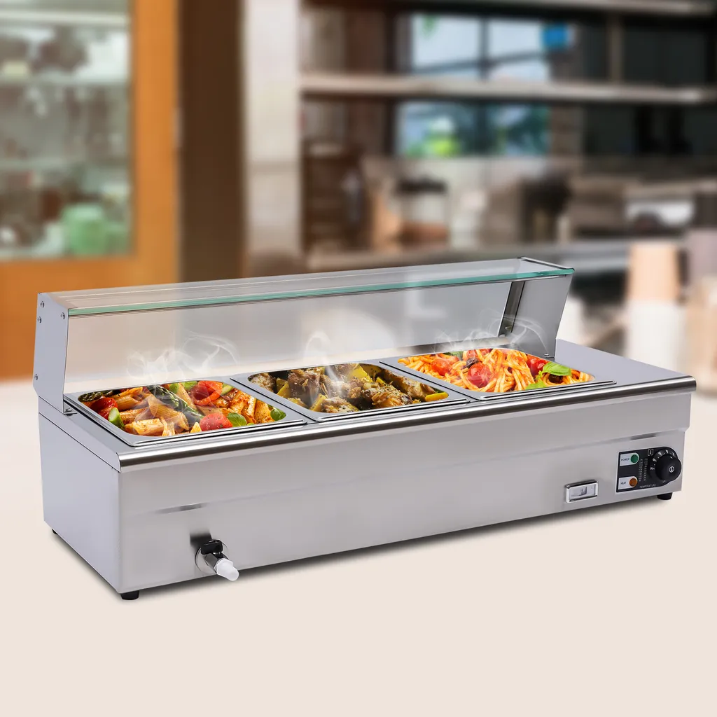Chauffe-buffet Électrique Professionnel - Chafing Dish Inox avec Vitre