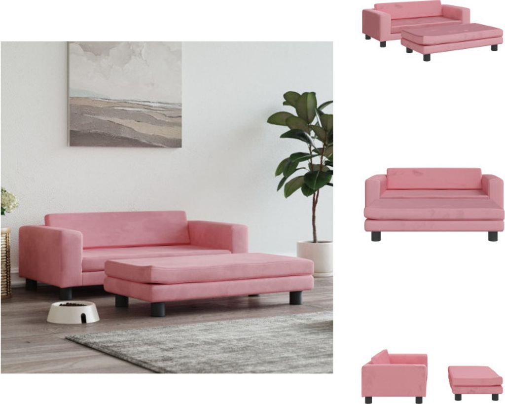 vidaXL Hundebett mit Verlängerung Rosa 100x50x30 cm Samt - Hundebetten