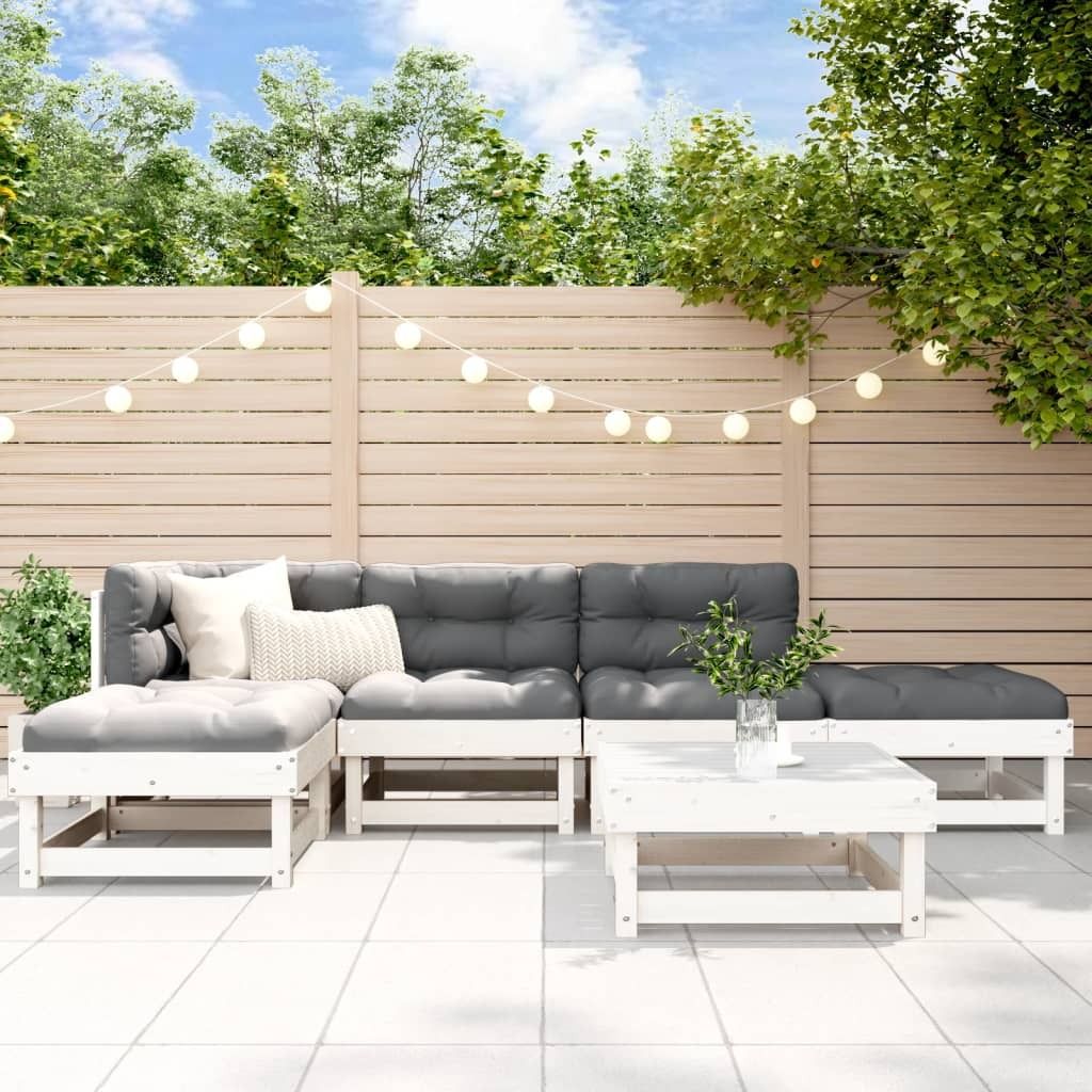 Maison Exclusive - 6-tlg. Garten-Lounge-Set Weiß Massivholz Kiefer
