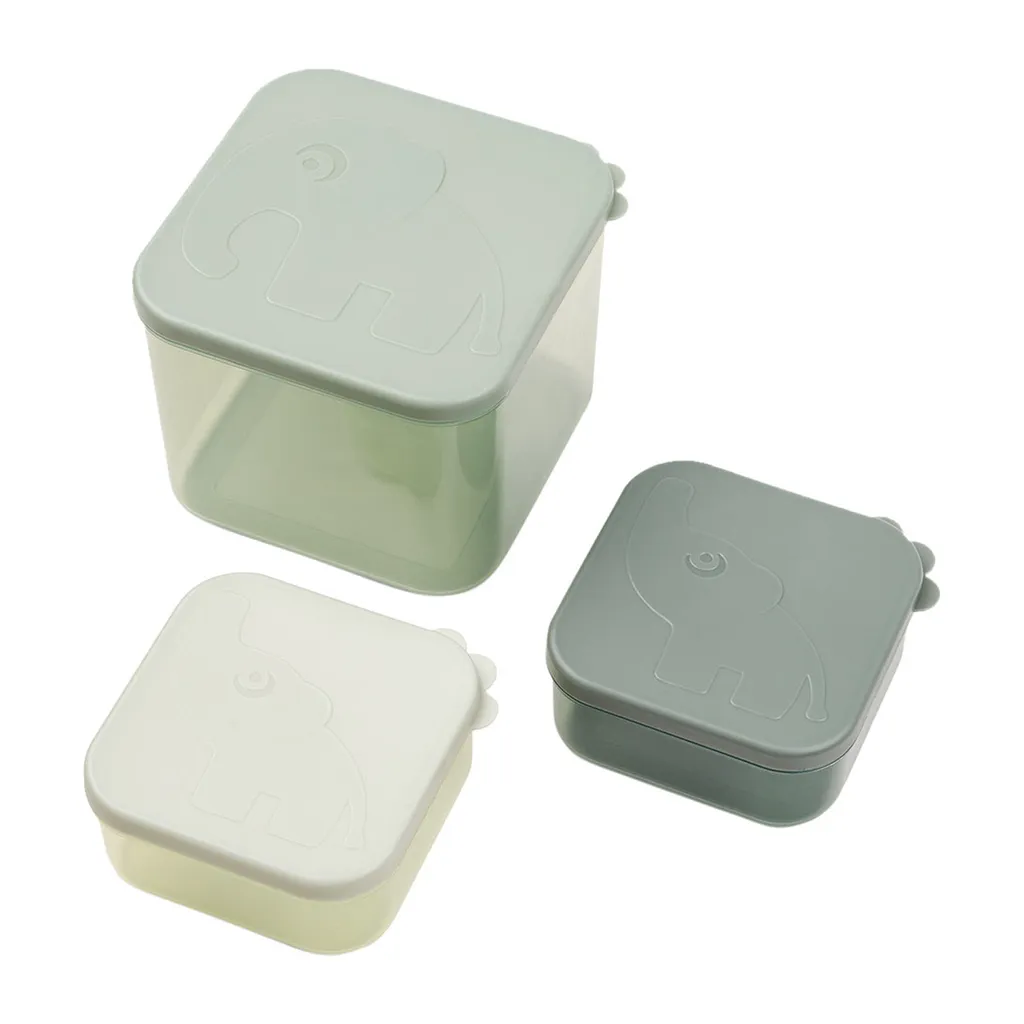 Set 3 Snack Box Elphee Verde Done By Deer - Lunch Box Bambini