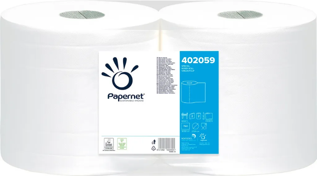 Papier absorbant anti-déchirure Papernet 402059 blanc 760 feuilles 2 plis