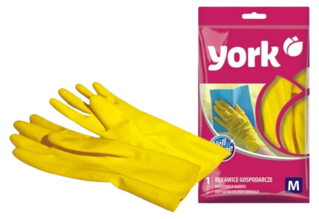 Latexové rukavice pre domácnosť M 1 pár - YORK - CLEAN Obrázok produktu 