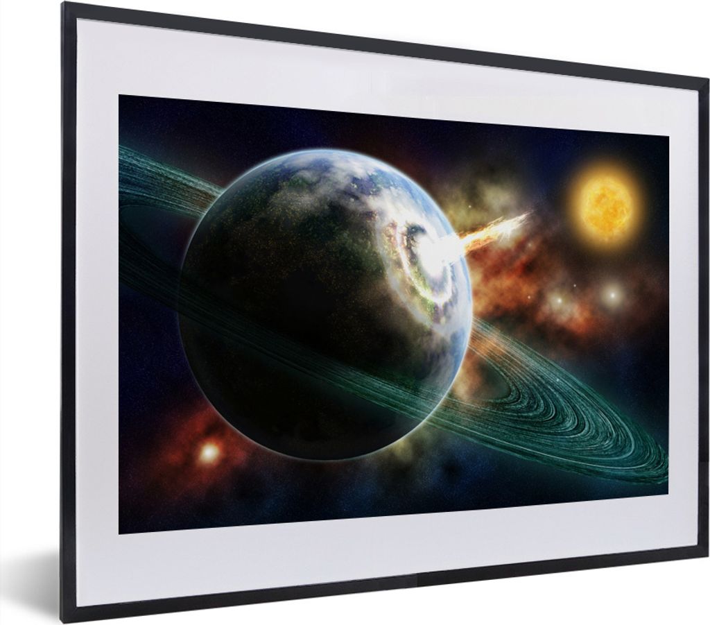 MuchoWow MuchoWow Gerahmtes Poster Meteoriteneinschläge 40x30 cm - Poster mit zchwarzem Bilderrahmen - Bilderrahmen - Poster im Rahmen