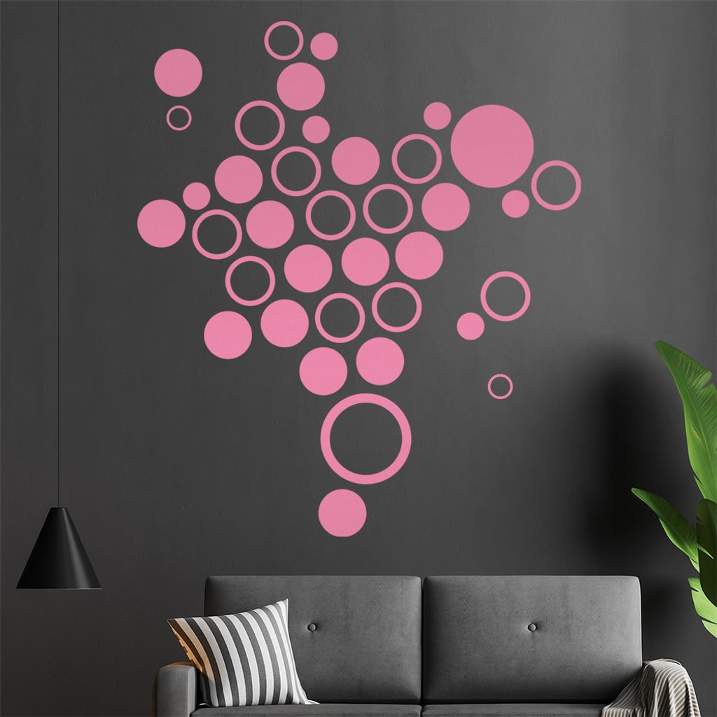 Retro Kreise Wandtattoo in 6 Größen - Wandaufkleber Wall Sticker - Dekoration, Küche, Wohnzimmer, Schlafzimmer, Badezimmer