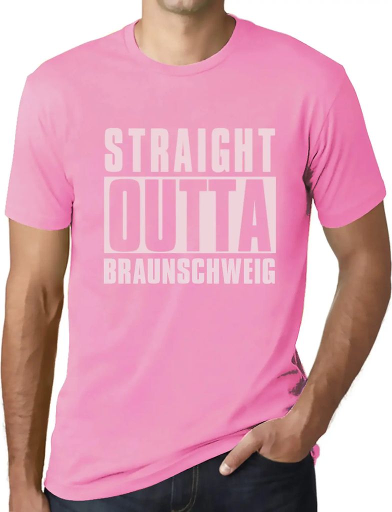 Herren Grafik T-Shirt Straight Outta Braunschweig Öko-Verantwortlich Vintage Jahrgang Kurzarm Lustige Druck Geburtstag Geschenk Mann
