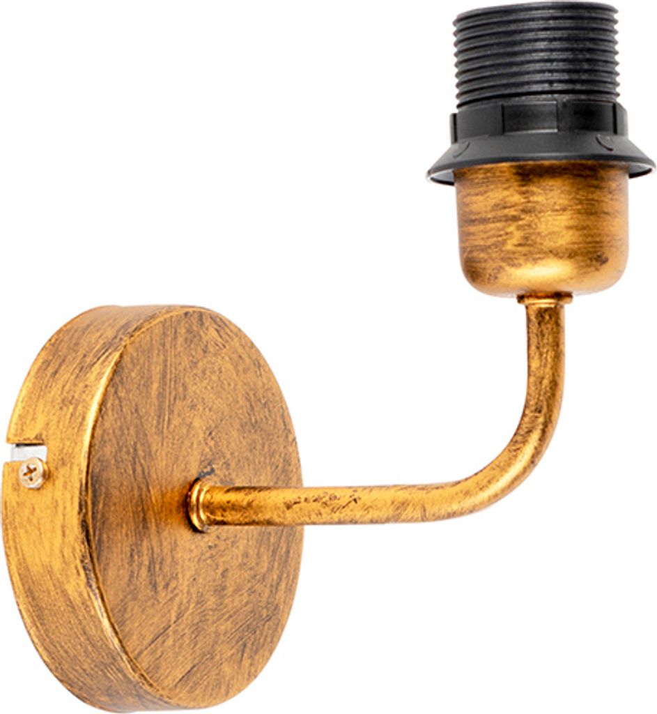 QAZQA - Retro Vintage Wandlampe Gold I Messing ohne Schirm - Matt I Wohnzimmer I Schlafzimmer - Stahl Rund - LED geeignet E27