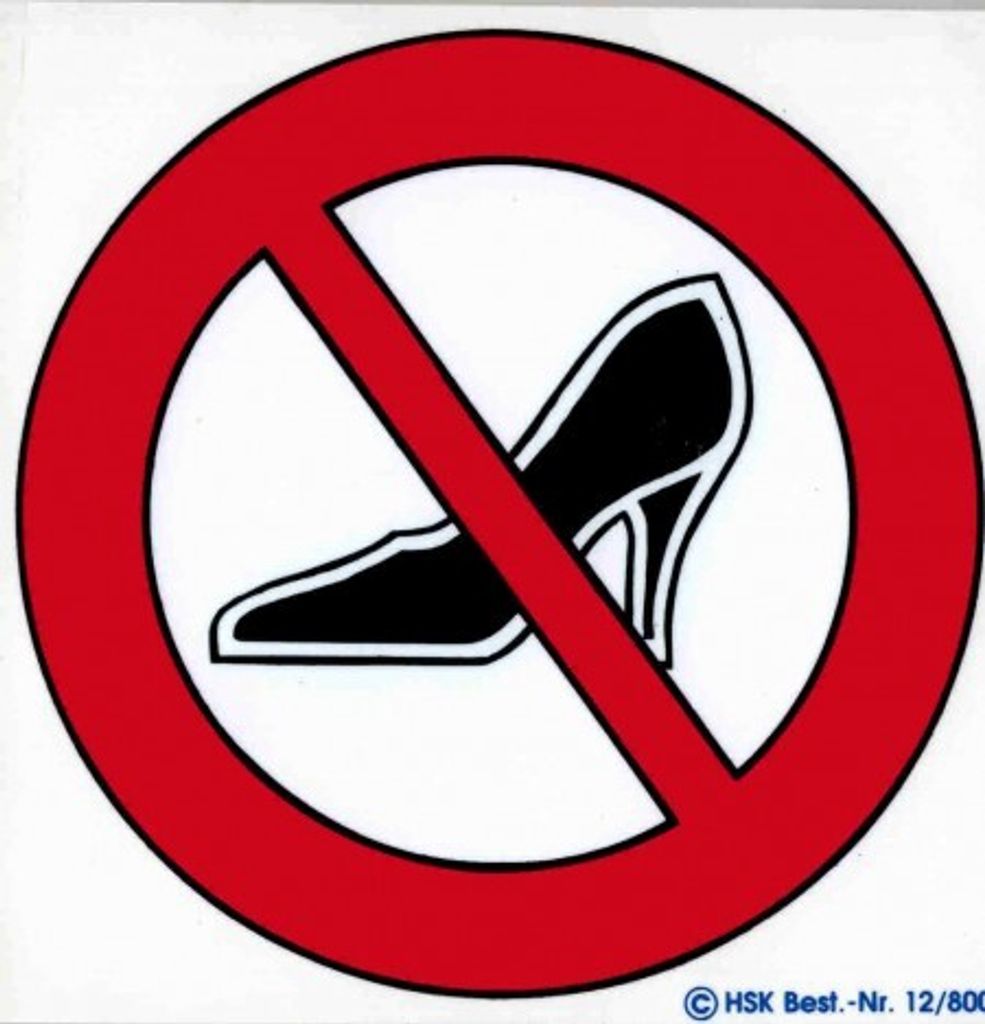 Verbotsschild - VERBOT FÜR HIGH HEELS - Gr. 11,5x 11,5cm - 308040