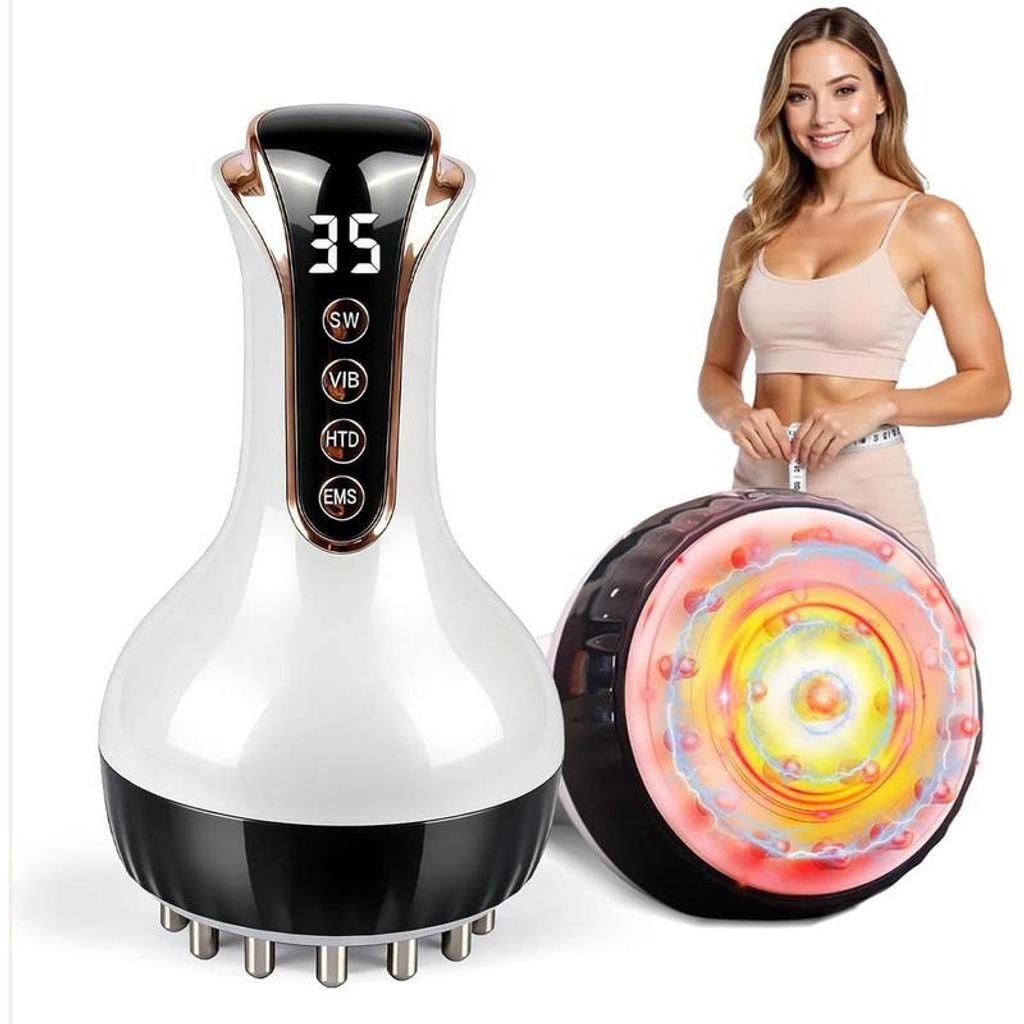 Lymphdrainage Massagegerät mit Wärme Körpermassagegerät Mikrostrom & Vibration Anti-Cellulite Massager Körperformung für Bauch Beine Arme