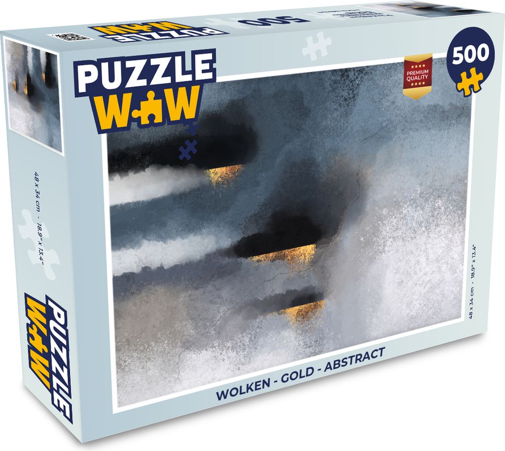MuchoWow Puzzle 500 Teile Wolken - Gold - Abstrakt - 500 Teile - Kinder - Selberbauen - Puzzlespiele