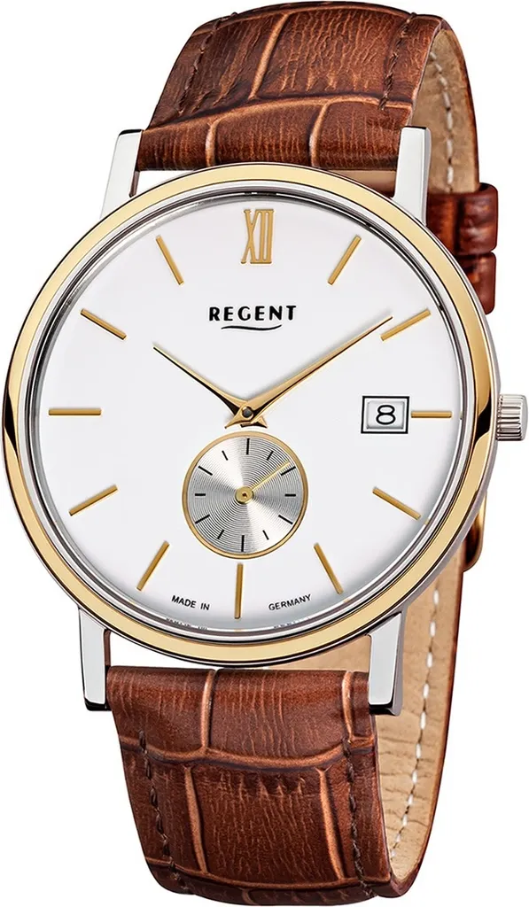 Regent GM-1449 Montre Homme Bracelet Cuir Brun Cadran Analogique de Qualité