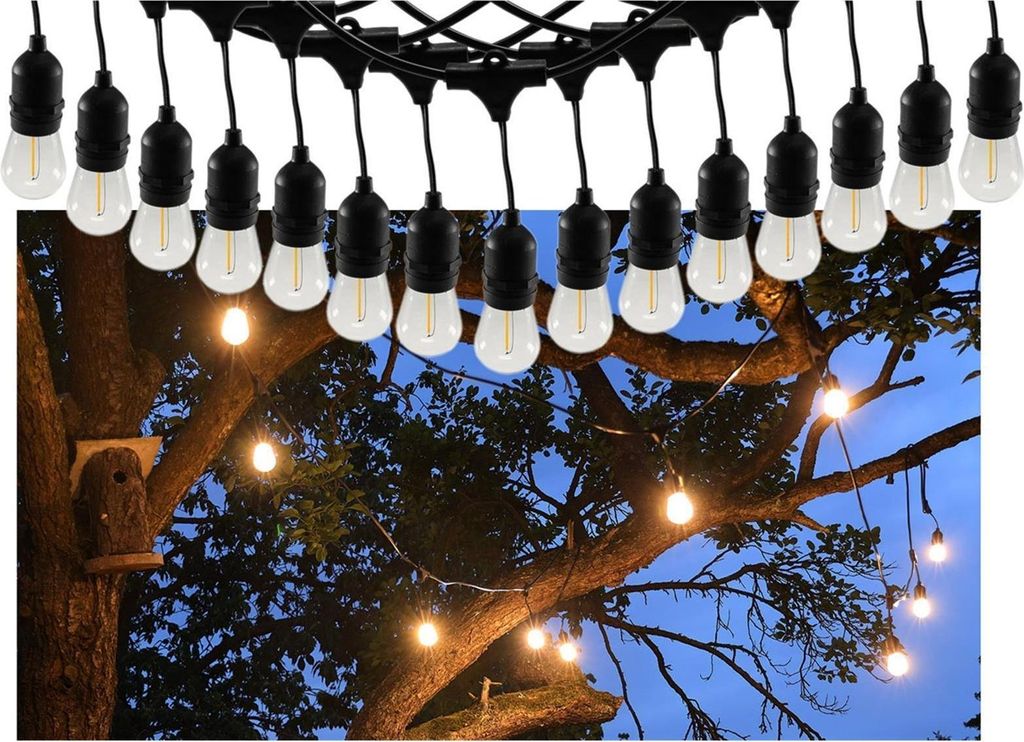 ChiliTec 22741 Biergarten-Lichterkette "CT-BGL 15" 1,5 + 12,5m, 15x Filamentlampe 0,8W
