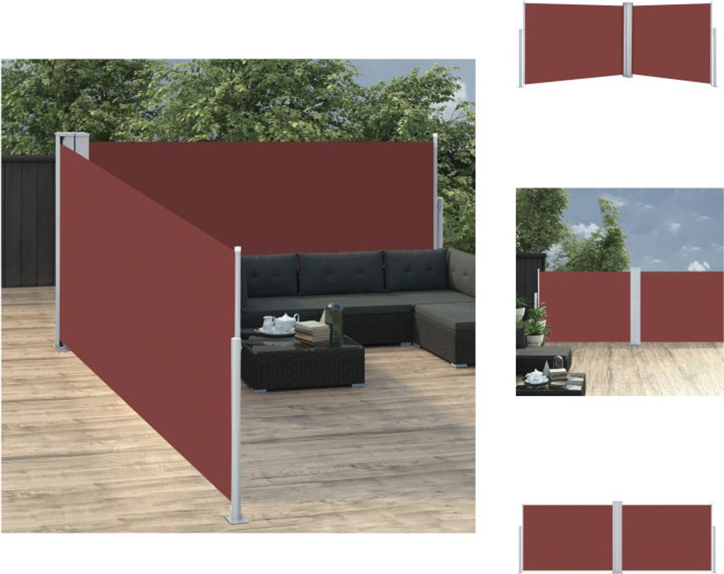 vidaXL Ausziehbare Seitenmarkise Braun 100 x 1000 cm - Sonnenschirme & Sonnenschutze