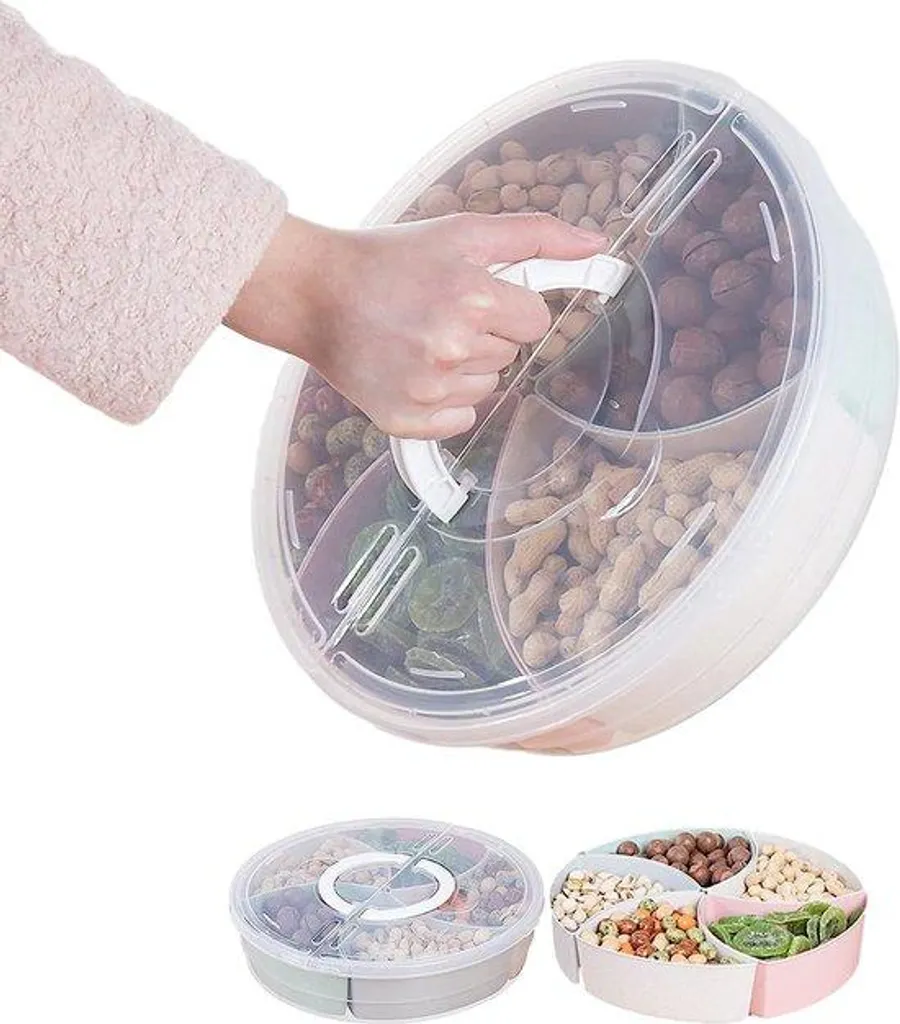 Organisateur de snacks 5 compartiments avec poignée et couvercle hermétique