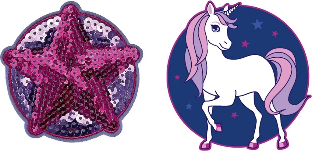 Set 2 Pezzi Patches Schneiders per Zaini - Star/Unicorn Offerta