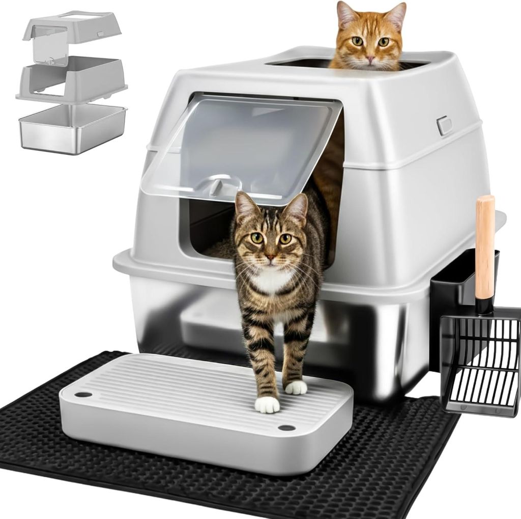 Katzenklo Edelstahl mit Deckel XXL – Geschlossene Produktbild 