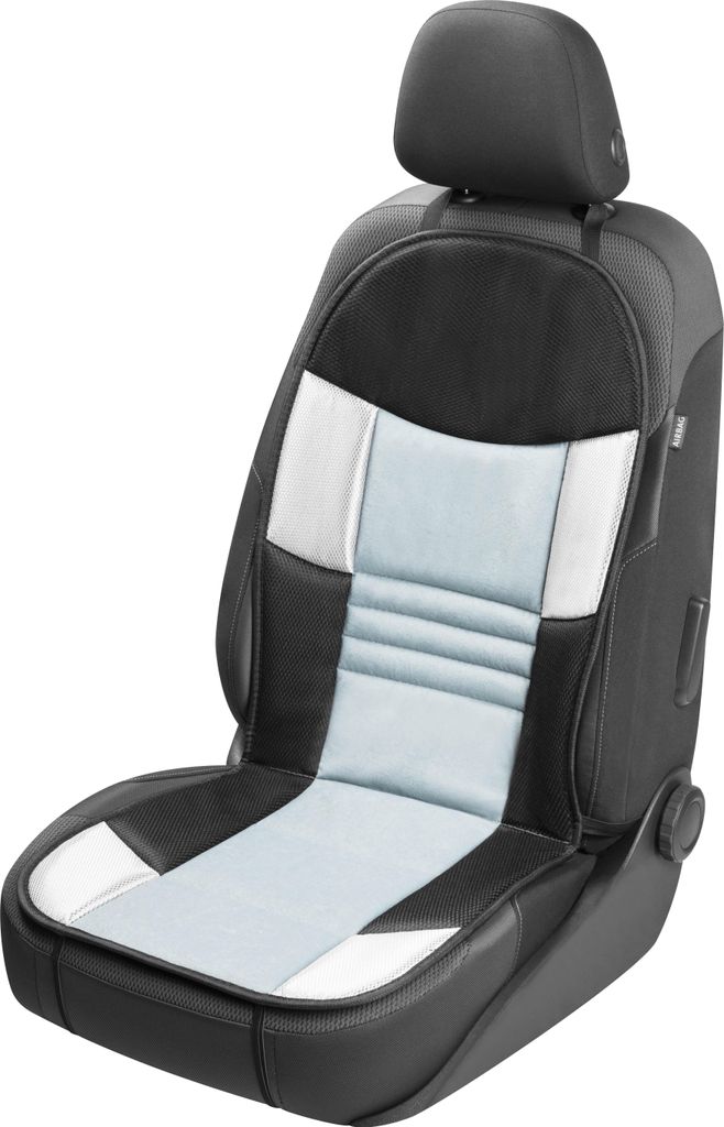 WALSER Auto-Sitzauflage Hunt, Sitzkissen-PKW, Universal Sitzschoner-Auto, Sitzauflage-Auto Vordersitze, Sitzunterlage-Auto silber/schwarz