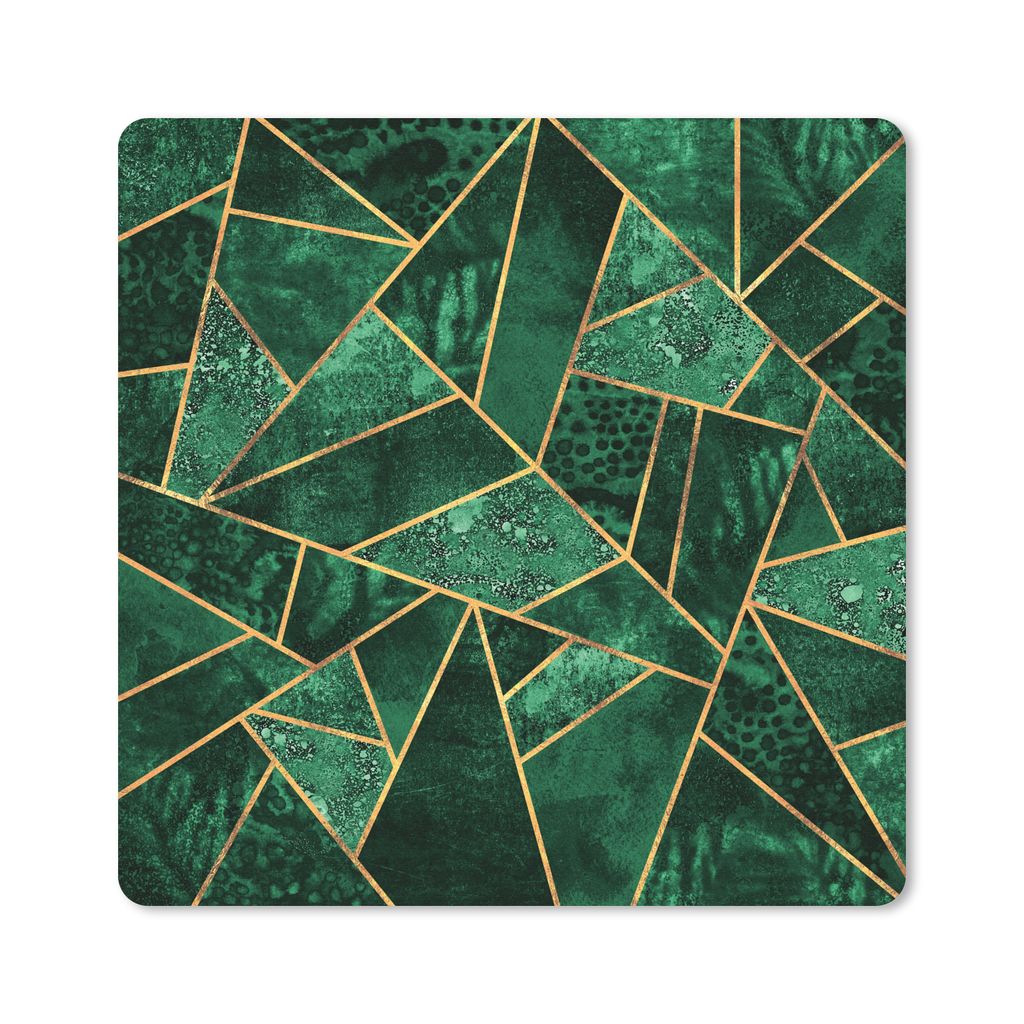 MuchoWow® Mauspad Mousepad Smaragd - Gold - Abstrakt - Produktbild 