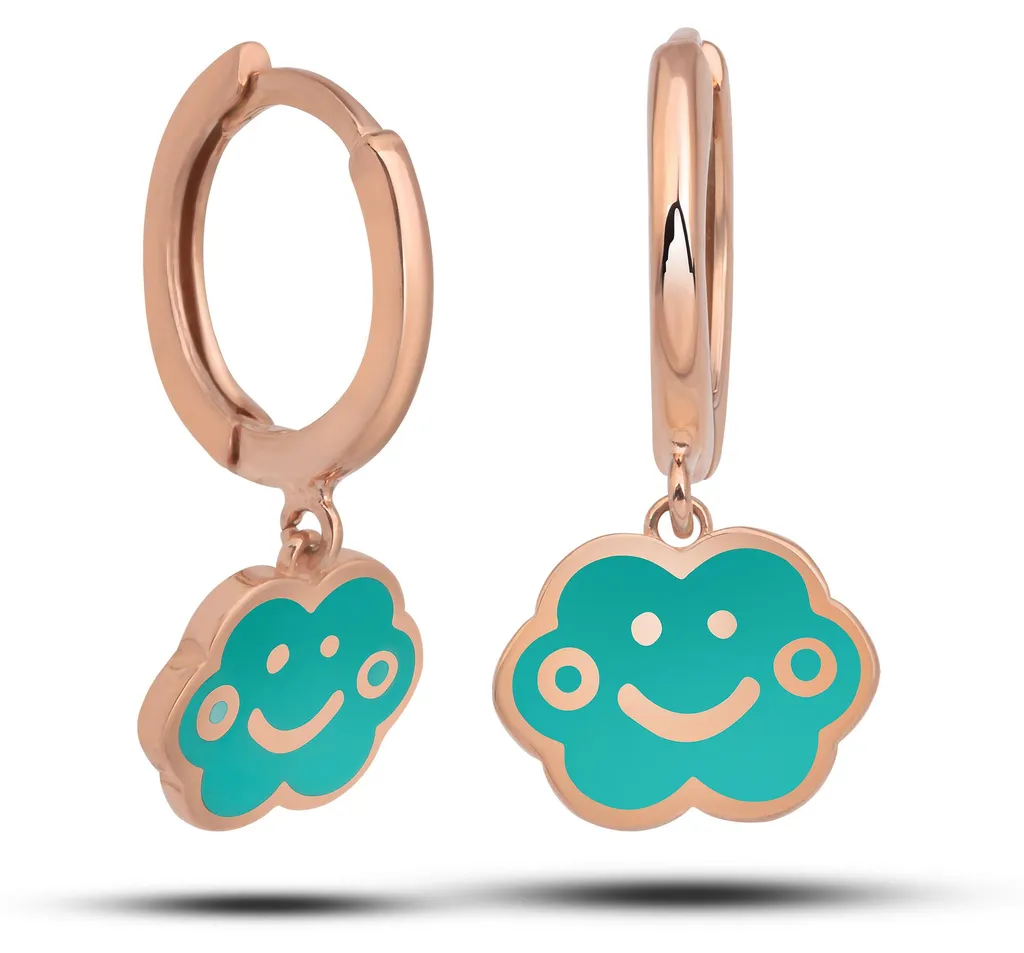 Puces d'oreilles nuage argent 925 émaillé or rose pour femme et fille