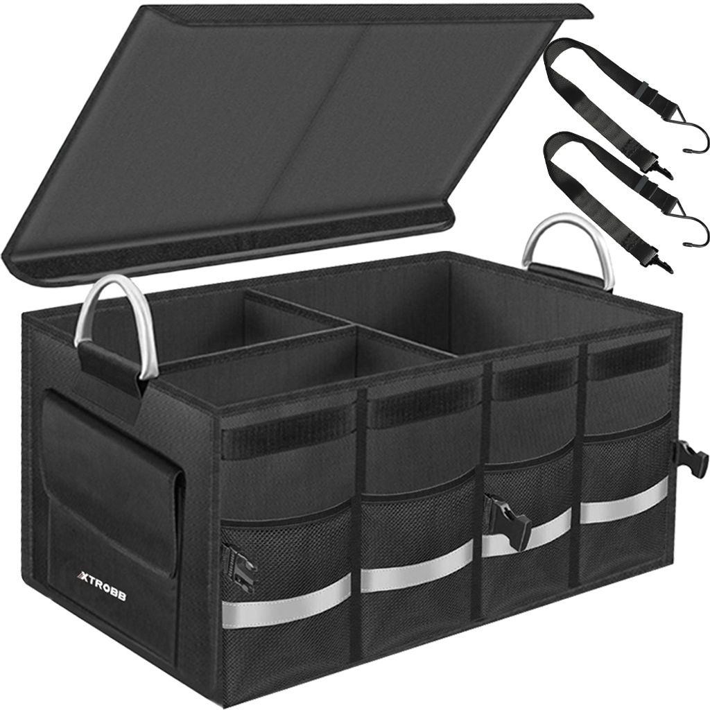 Kofferraumtasche Auto Organizer Kofferraum Aufbewahrungsbox Klett Tasche  schwarz