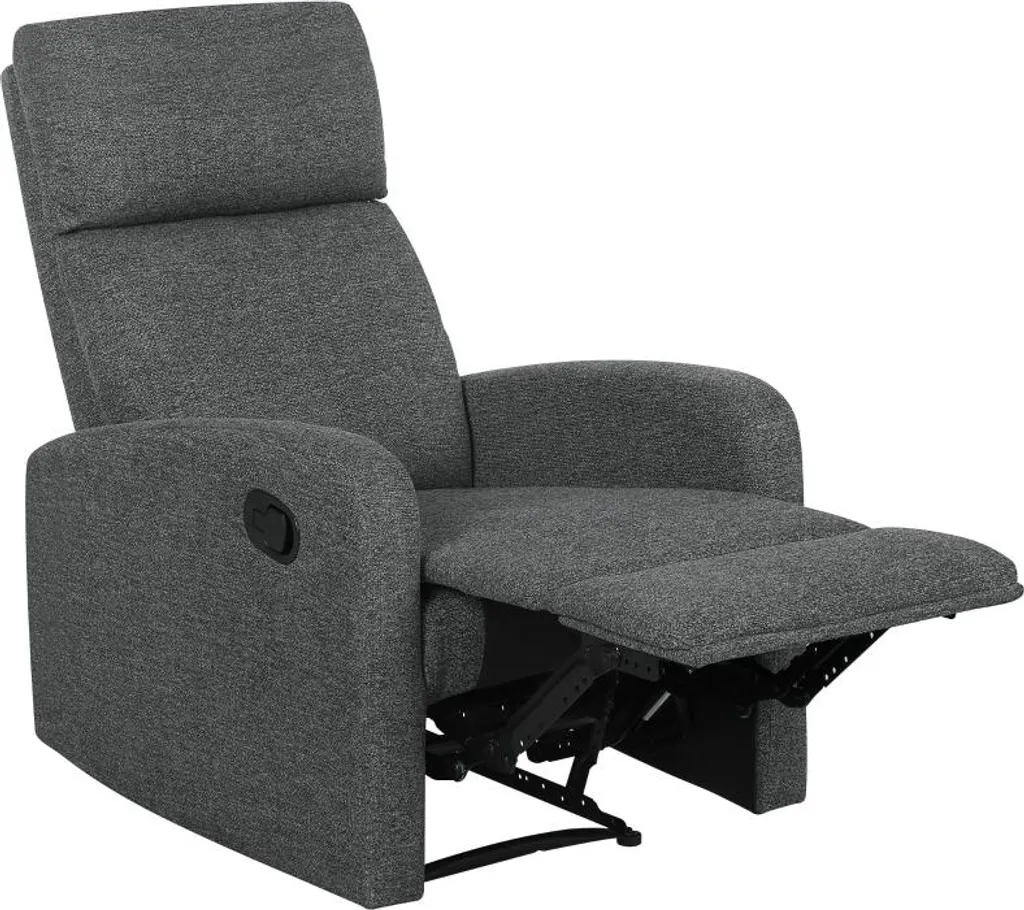 Fauteuil de salon moderne en tissu gris avec dossier inclinable réglable