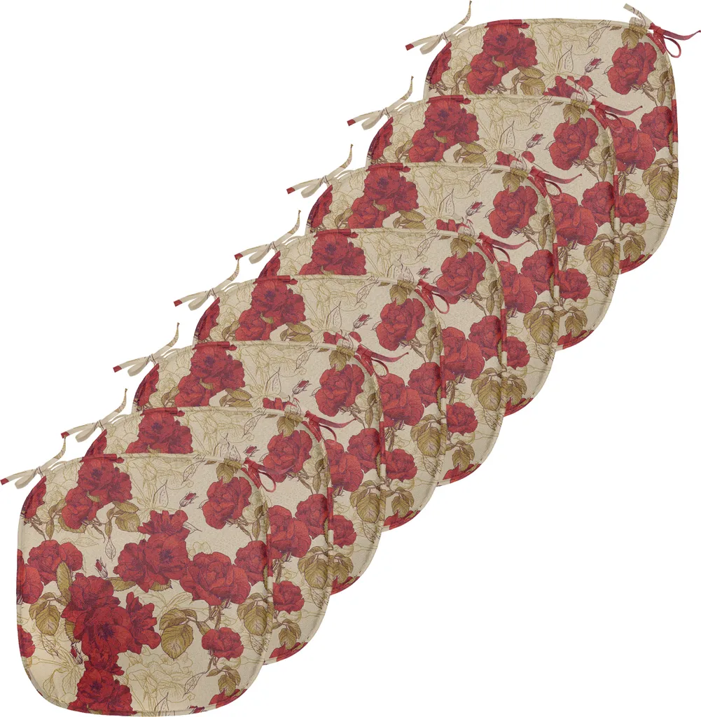 Galette de chaise 40x40 cm lot de 8 coussins vintage imperméables rouge