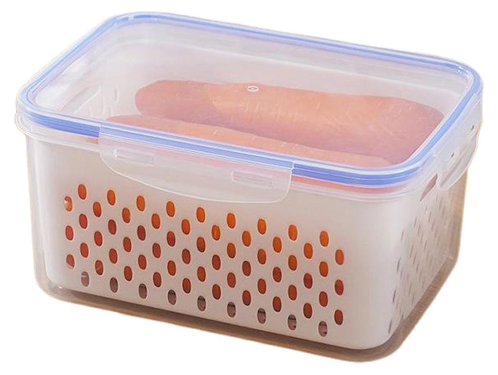 4-in-1 Obst- und Gemüseaufbewahrungsbehälter mit herausnehmbarem Filter, auslaufsichere und luftdichte PP-Aufbewahrungsbox zum Waschen und Abtrop...