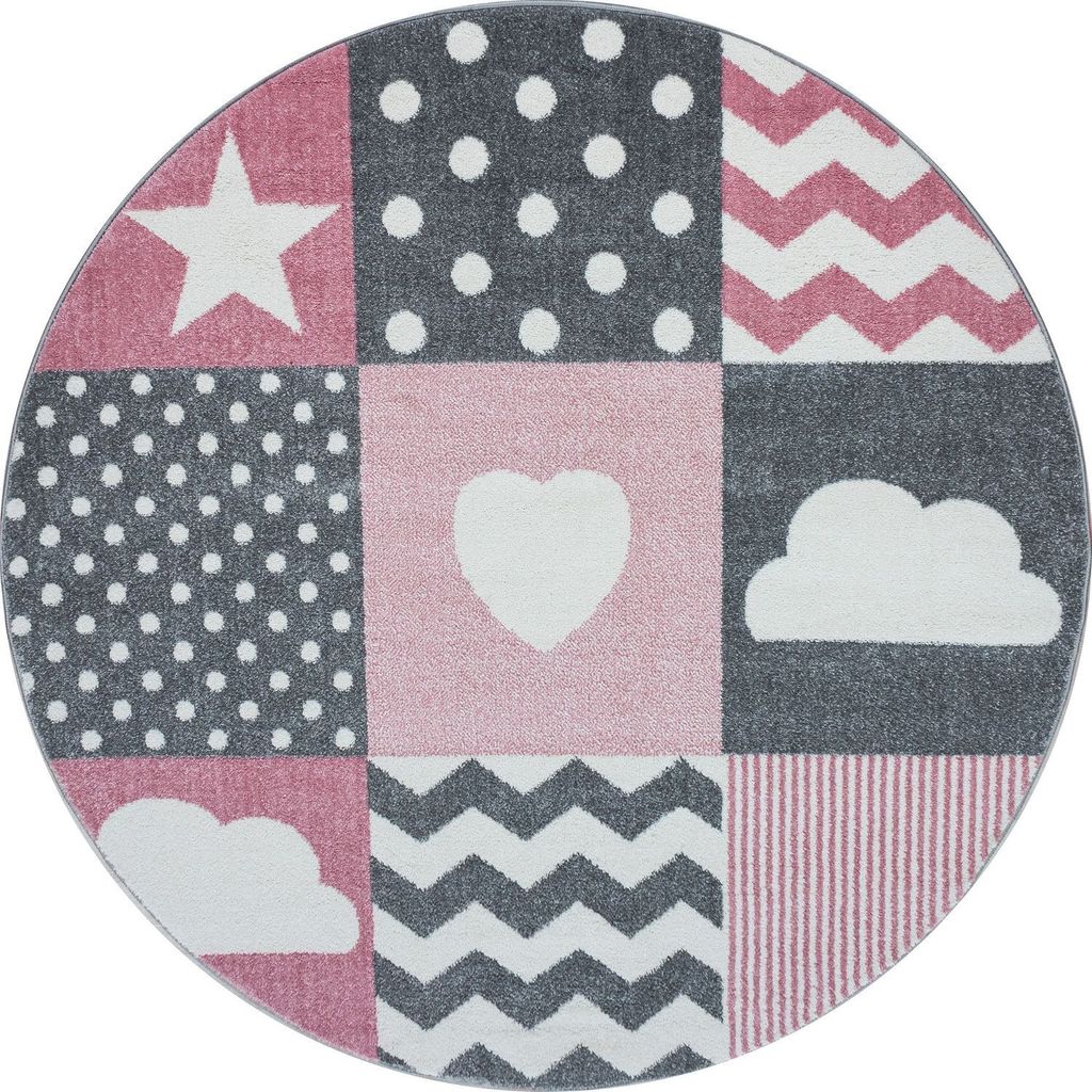 Kinder Teppich Kikki rund, Farbe: Pink, Größe:160 cm rund