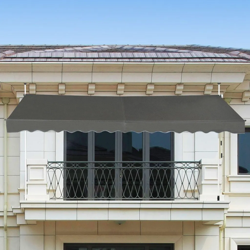 Tenda da Sole a Morsetto 350 cm Grigio - Ombra Istantanea per Balconi