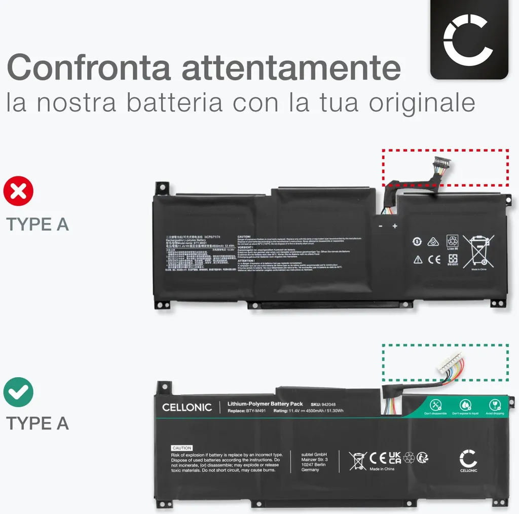Batteria MSI Summit B15 A11M Modern 15 A4 A5 A10 A11 11.4V CELLONIC - 4