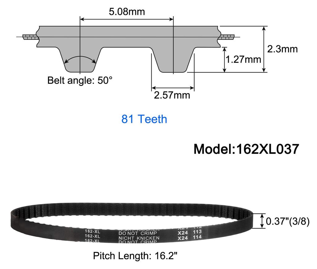 3 Stš¹ck 162XL037 Zahnriemen Gummizahnriemen Keilriemen 81 Z?hne 10mm Breite 5,08mm Steigung Gummi Zahnriemen Antriebsriemen 3D-Drucker Zahnrieme...